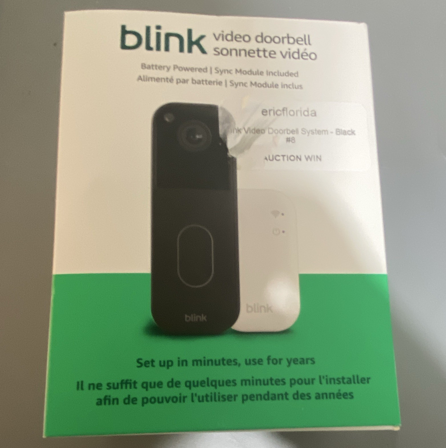 Blink Video Doorbell Battery Powered Wi-Fi Wireless Black w/ Sync Module