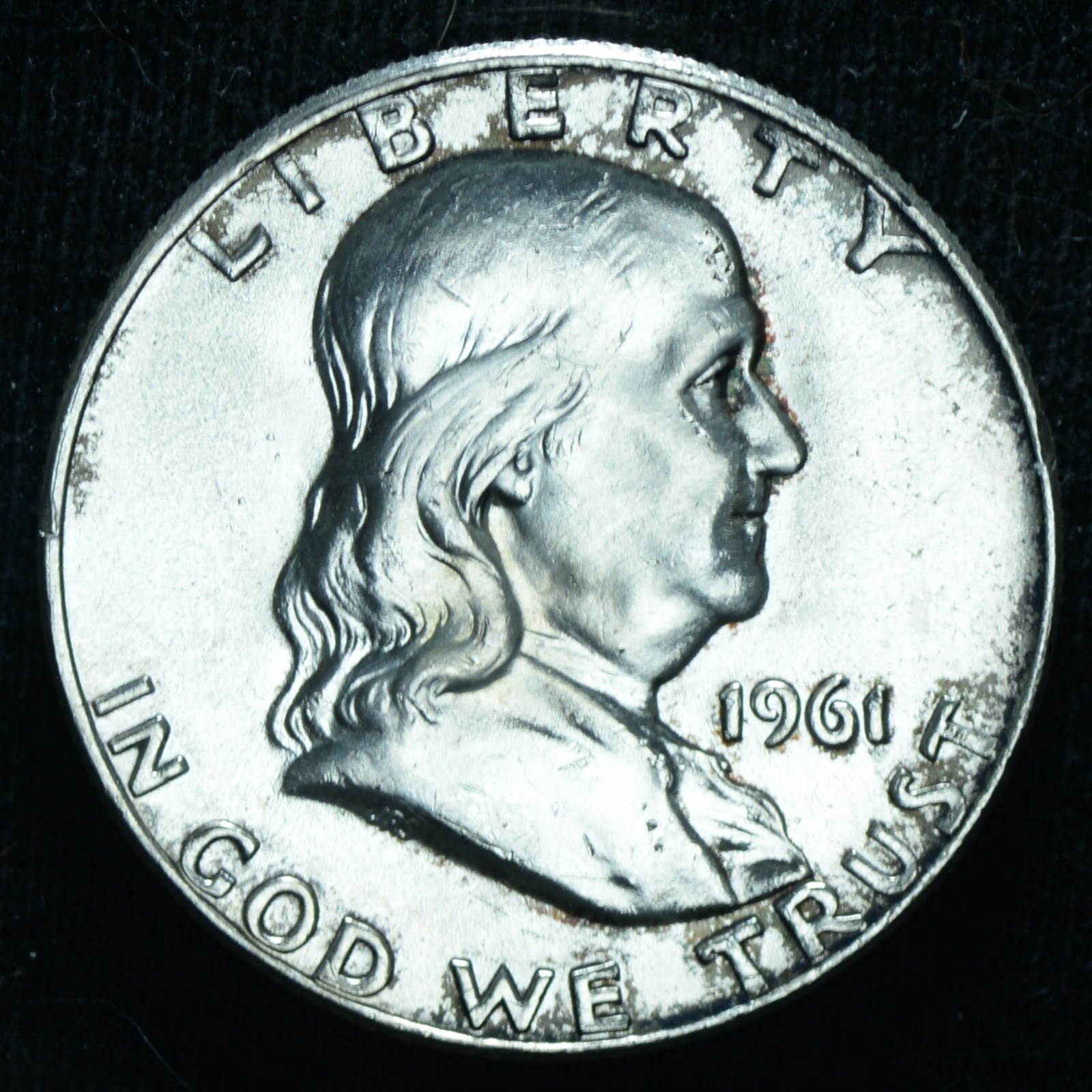 1961 D 50C Franklin Half Dollar UNC Toned ~ 25674