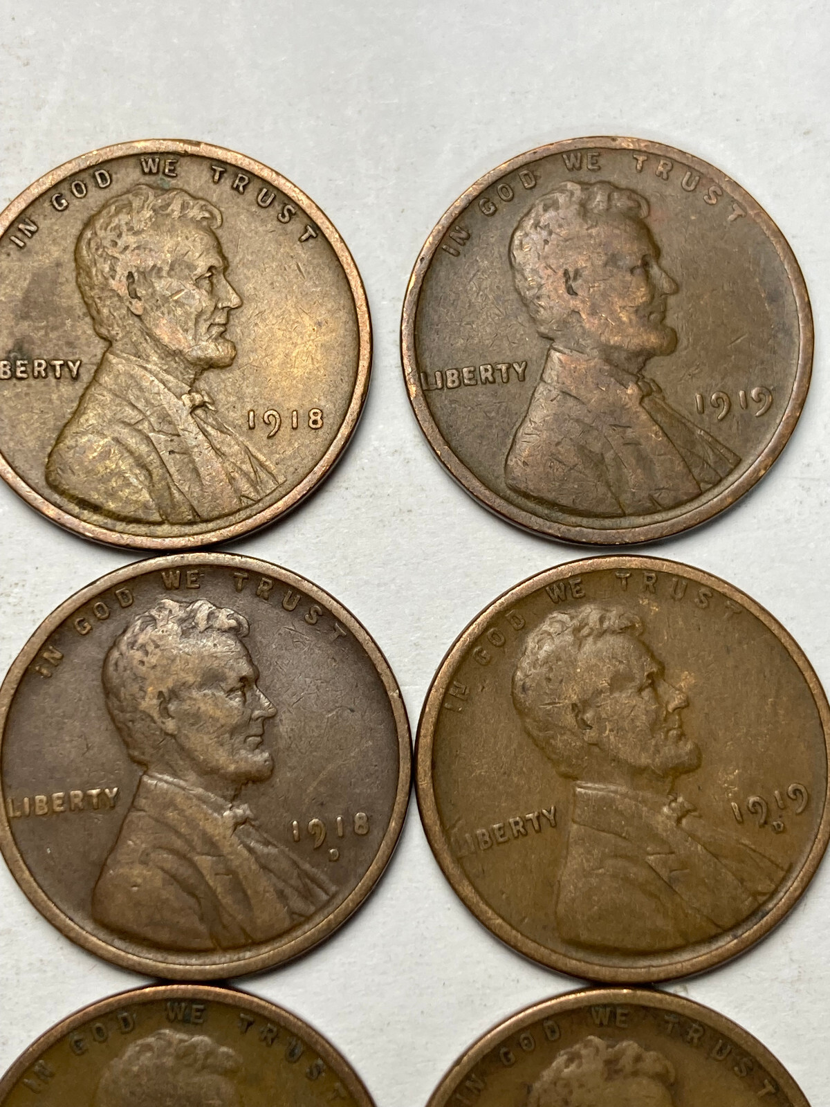 1916-PDS---1919-PDS LINCOLN WHEAT CENT PENNY LOT, 12 COINS, ALL FINE!!
