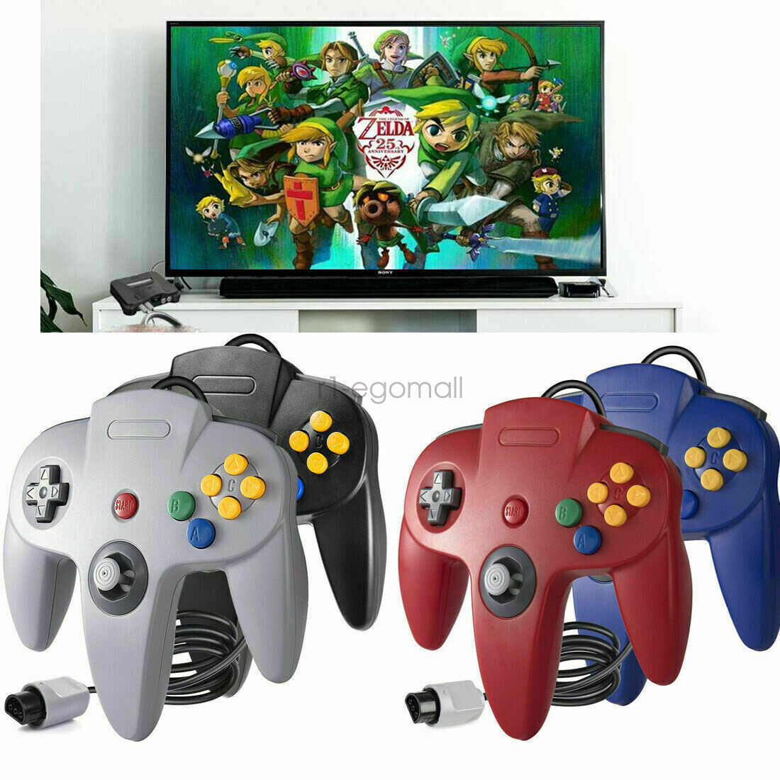 New USB/N64 Controller Gamepad Wired Game Joypad for Nintendo 64 Console/PC Mac