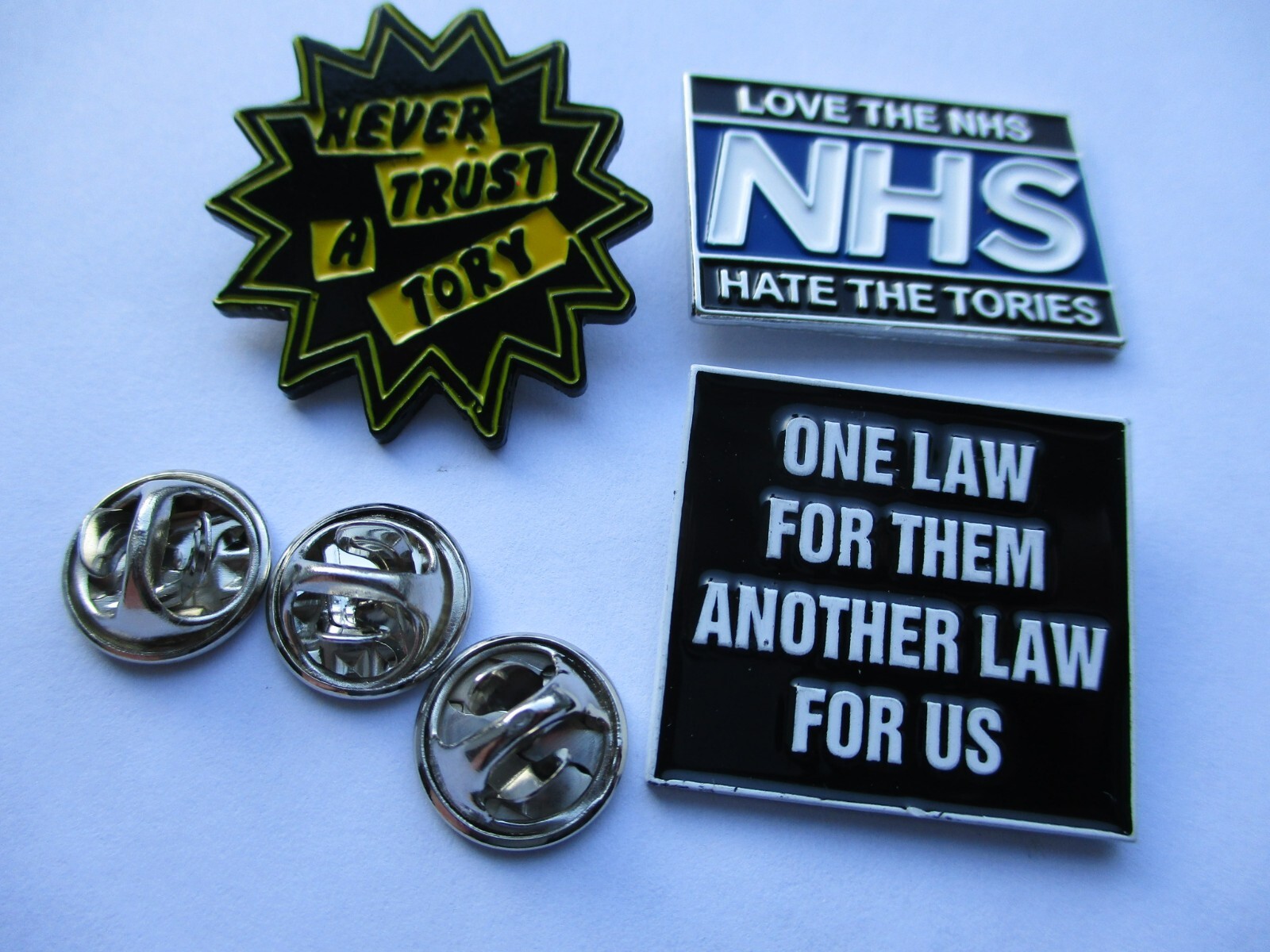 ANTI TORY METAL BADGE job lot enamel pins green your party