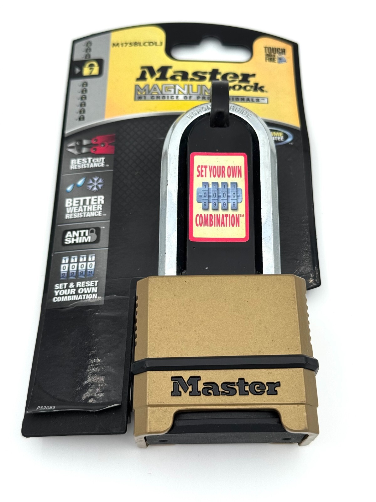 Master Lock M175BLCDLJ Heavy Duty Weatherproof Combination Padlock Resettable