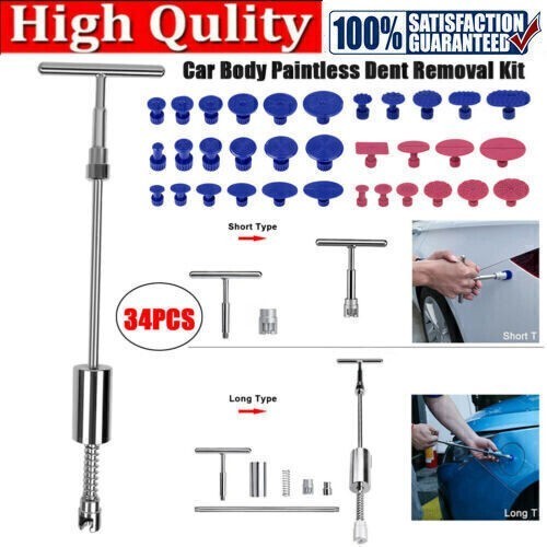 34pc Car Paintless Dent Removal Kit Slide Hammer Repair PDR Glue Puller Tabs