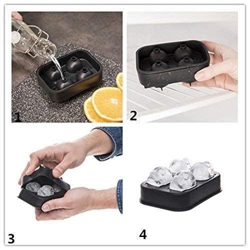 CHIYAN 3D Skull 2pack Small ice mold, Black, 1.9" Skull, 2 Pack