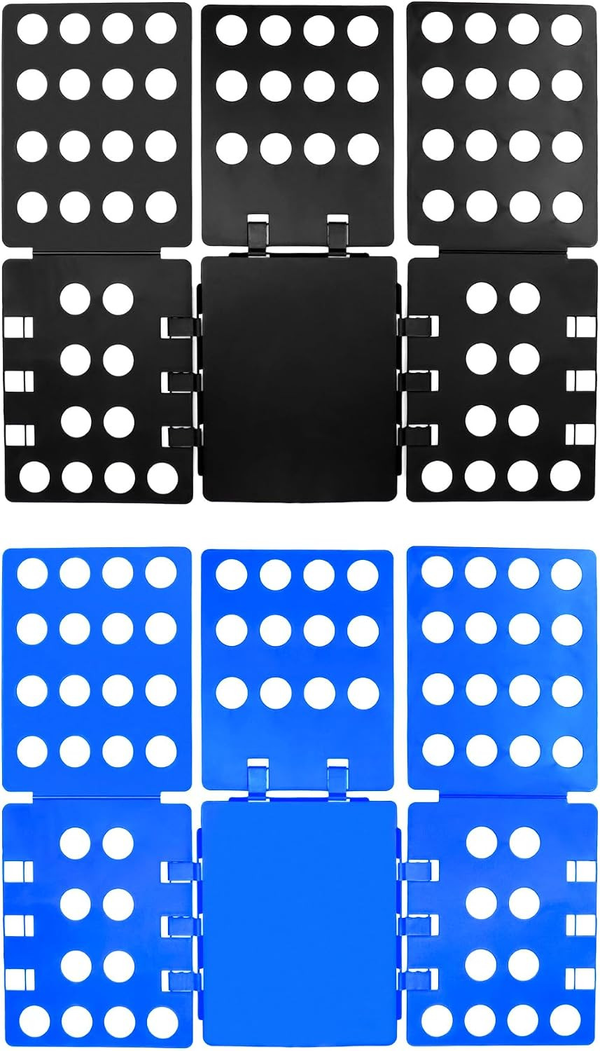 PP Composite Folding Board, 2 Pack Folding Clothes Board - Black + Blue, One-Han