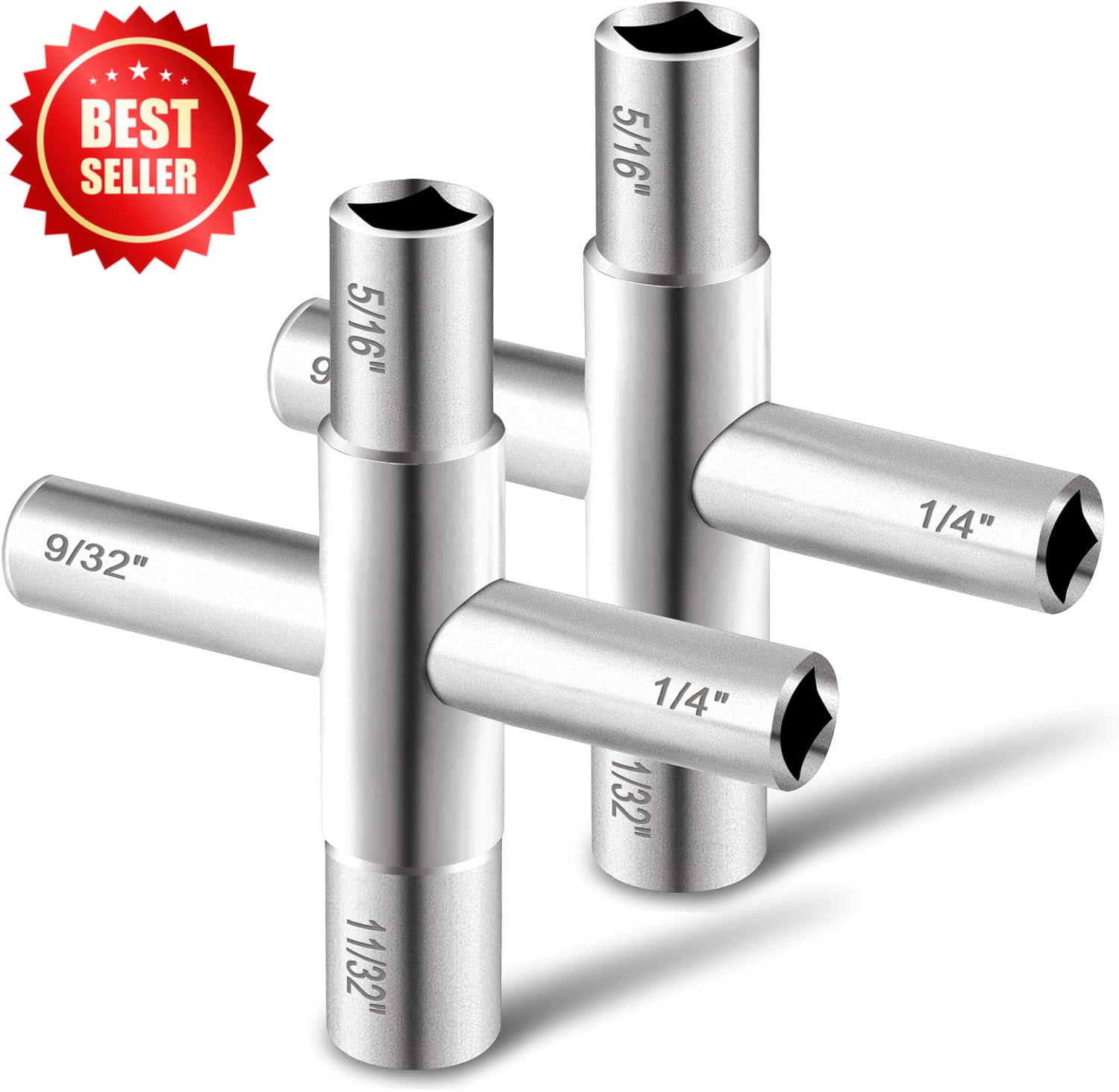 2x 4-Way Water Key Sillcock Spigot Meter Valve Faucet US 1/4 9/32