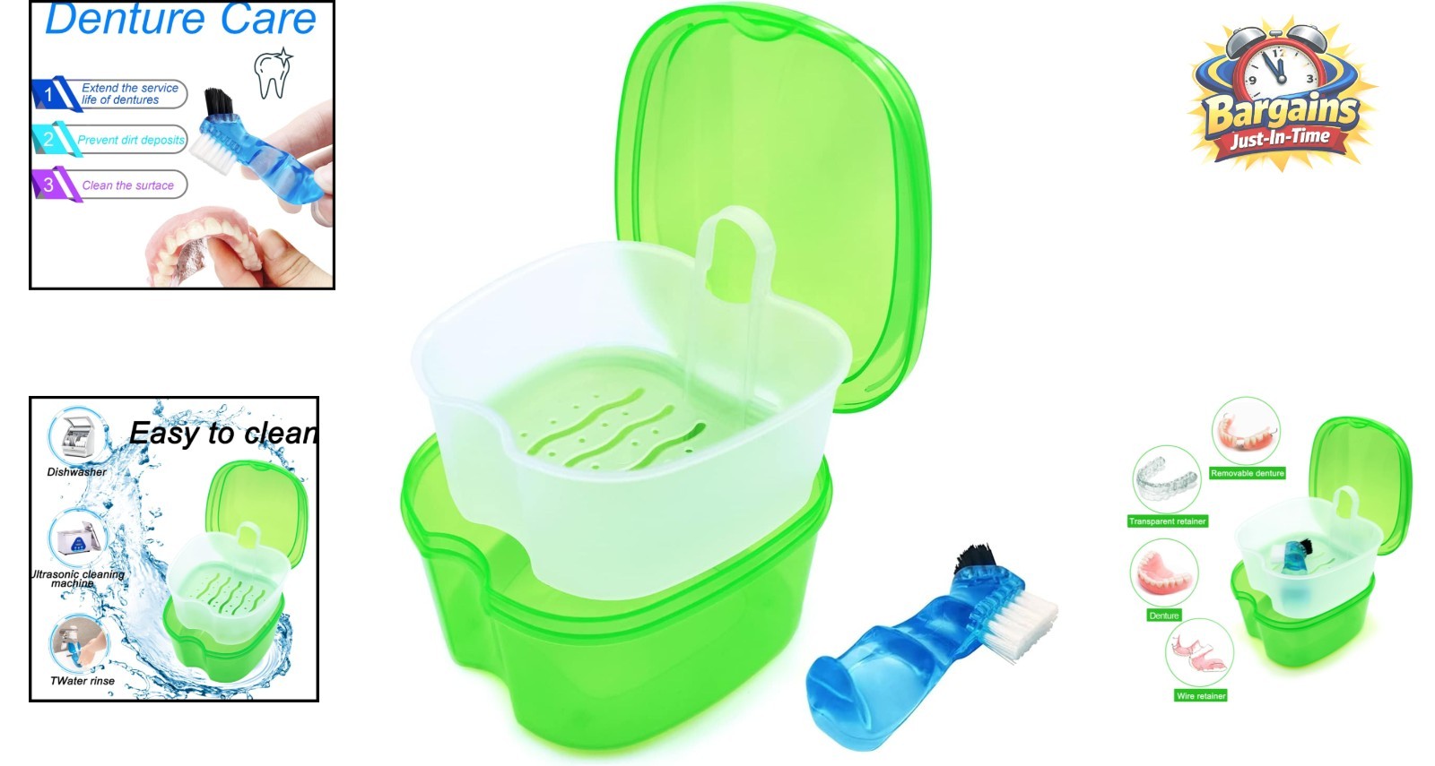Durable Denture Case Set with Cleaning Brush - Perfect for Night Guards & More