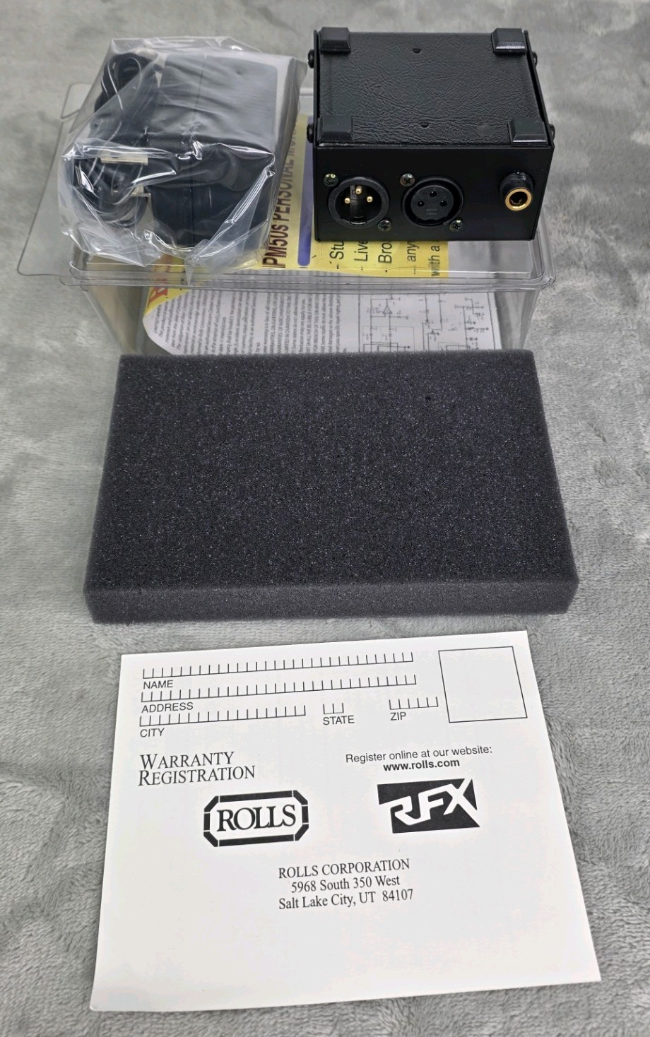 Rolls PM50s Personal Monitor Amplifier Mic Mixer w/ Power Supply NEW Open Box