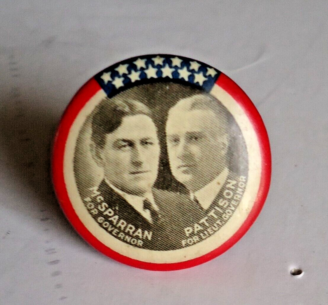 1922 McSparran Pattison Jugate Pennsylvania Pinback Button With Backpaper
