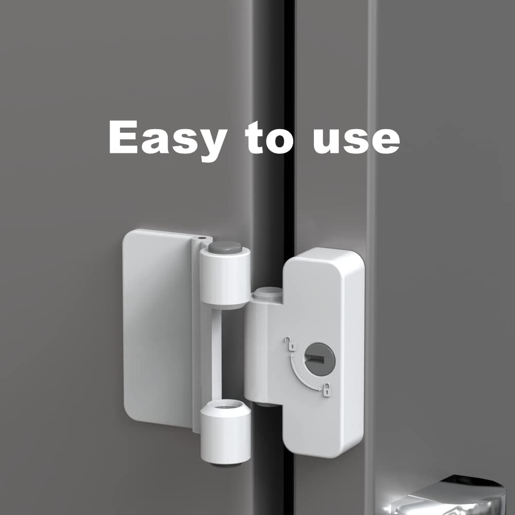 1 Pack Refrigerator Door Locks Double Button Adhesive Fridge Lock with Keys, ...