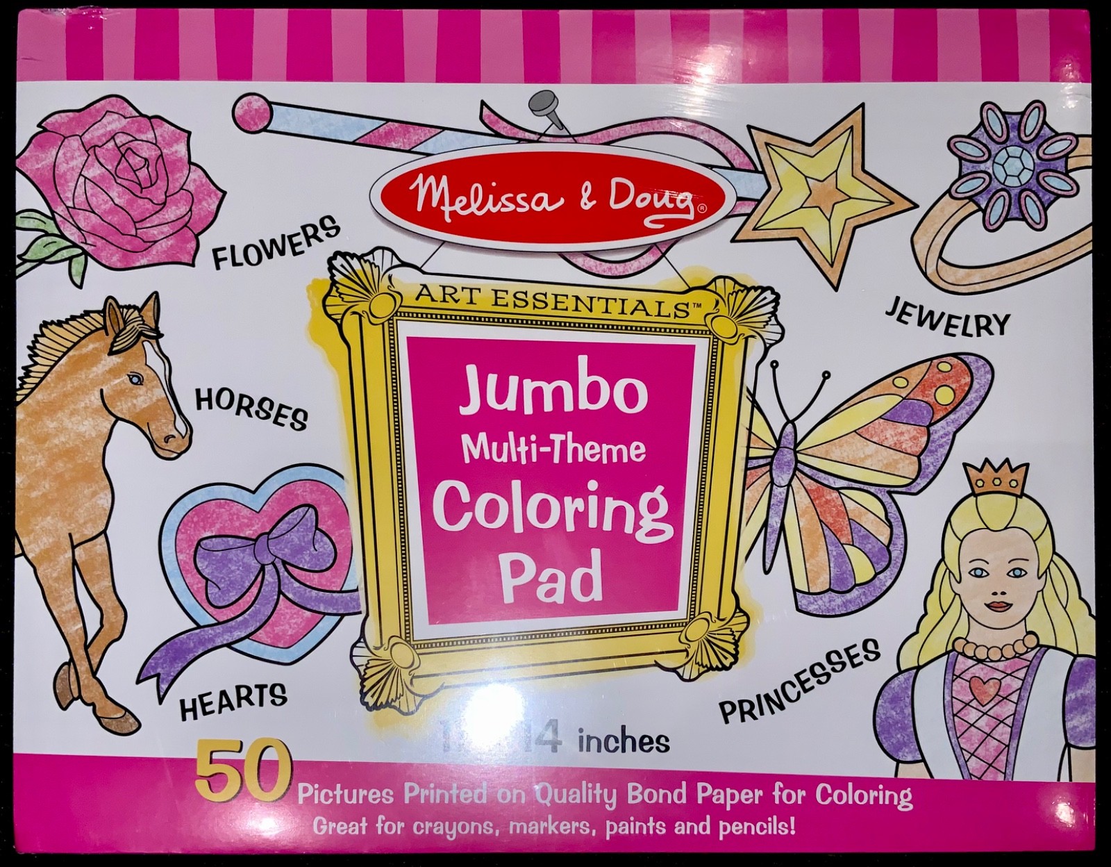 Melissa & Doug Jumbo Multi-Theme Coloring Pad 50 Printed Pages 11"x14" NIP