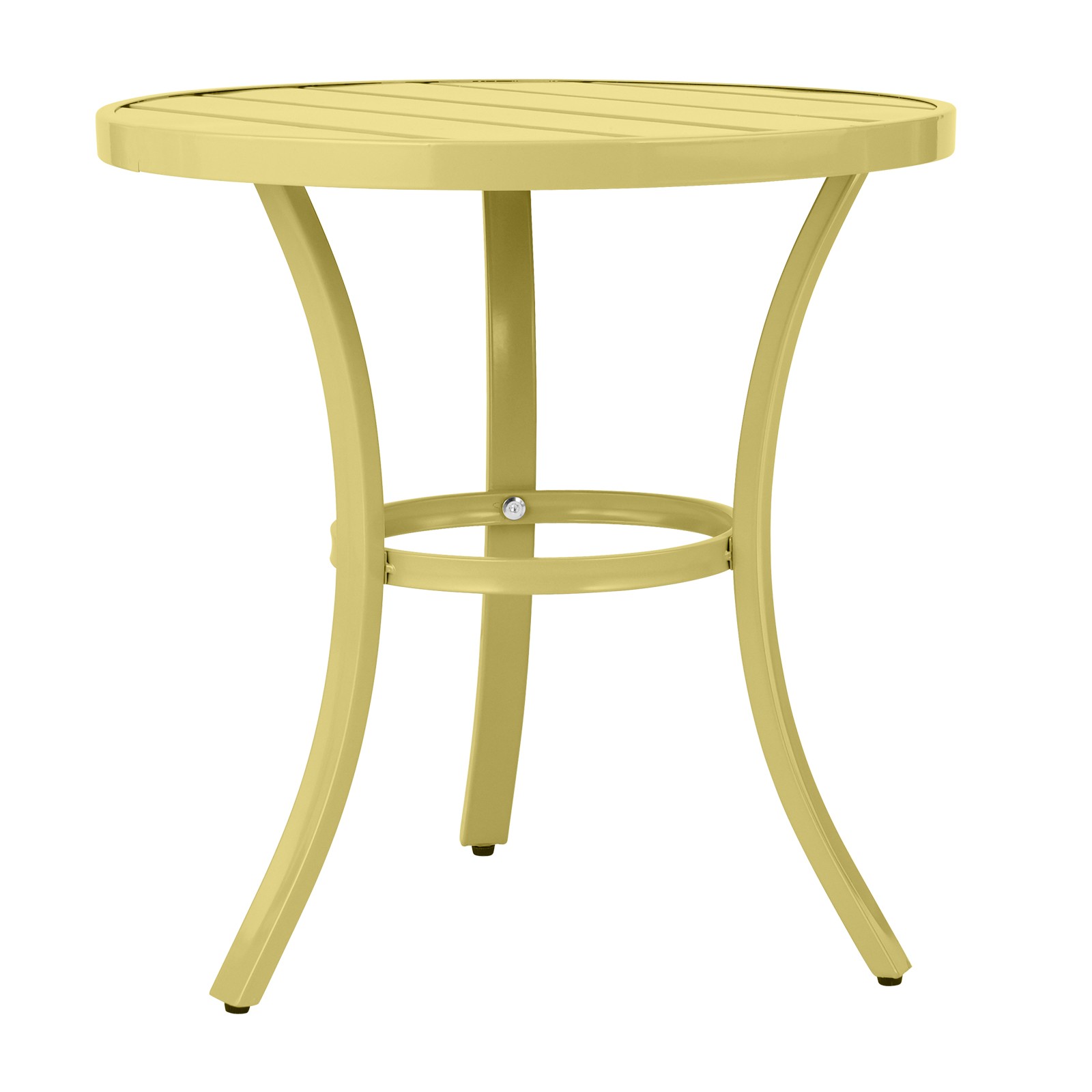 Outdoor Round Side Table, Small Metal Patio End Coffee Bistro Table,Light Yellow