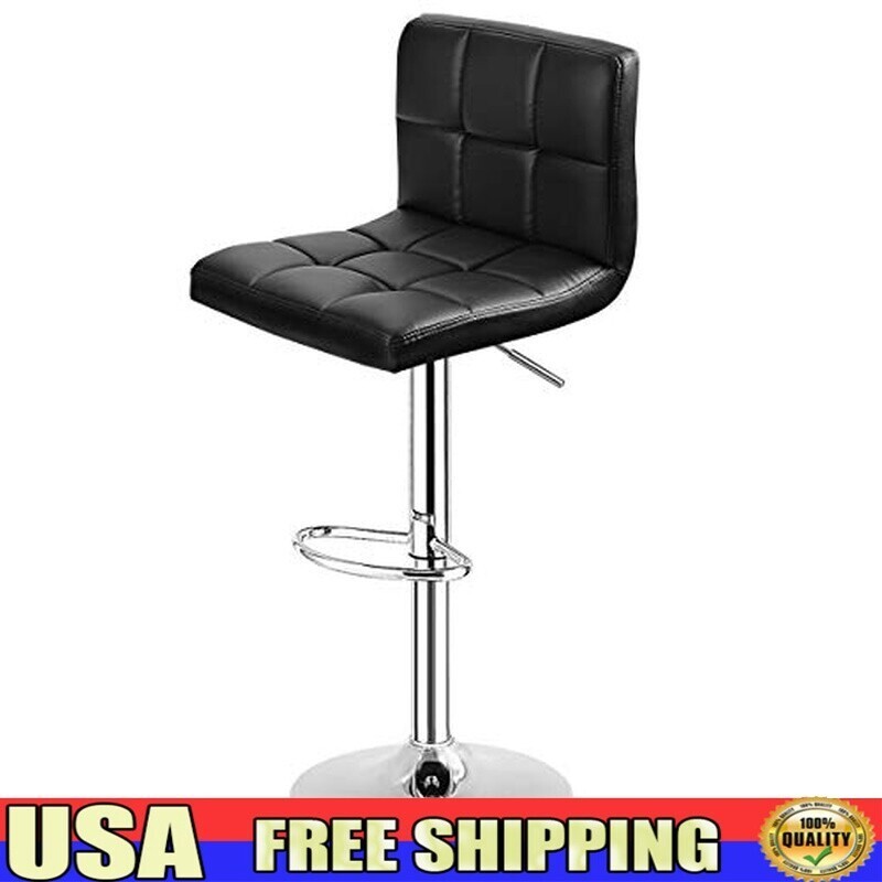 Swivel Bar Stool Adjustable Height PU Leather Kitchen Counter Chair W/ Back New