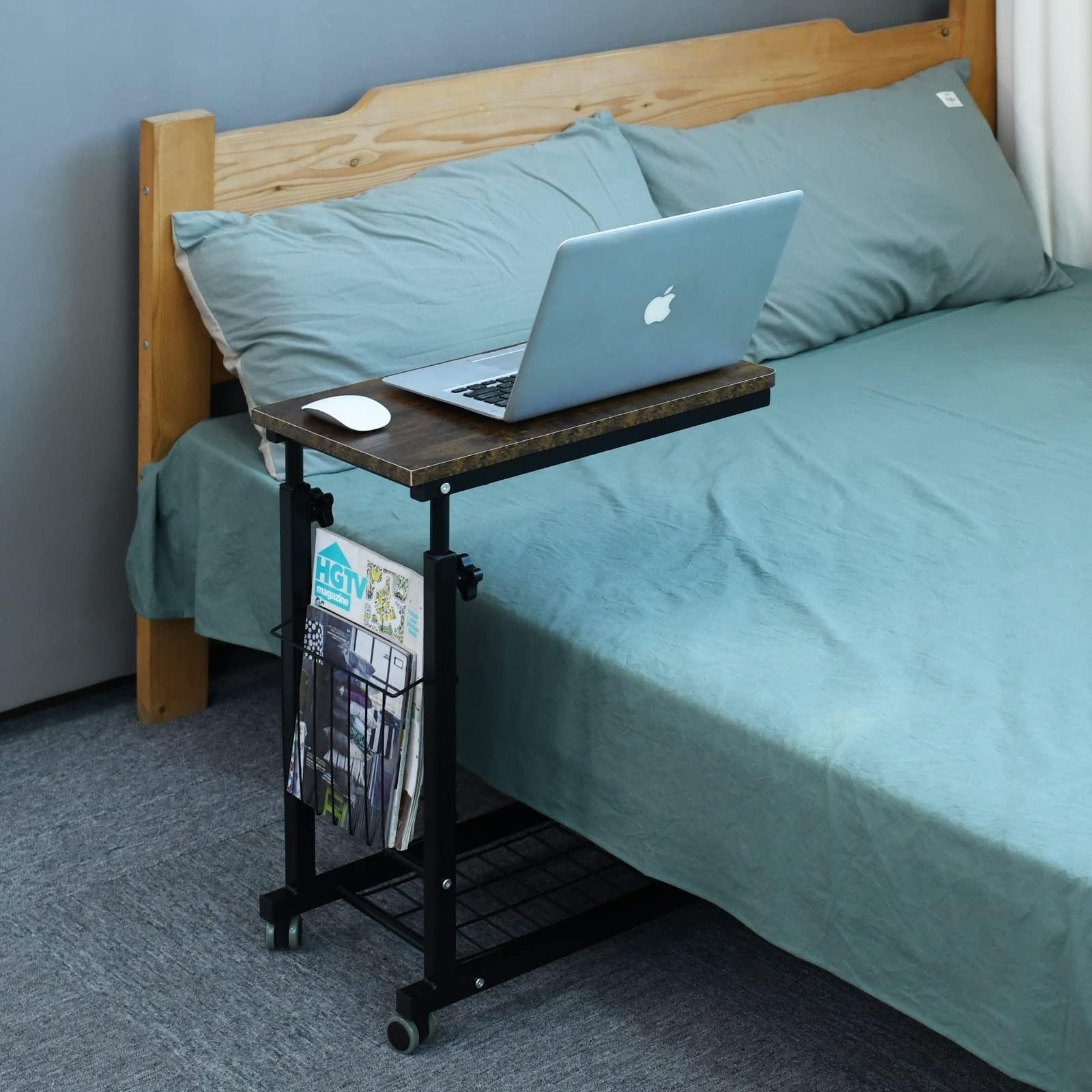 AIZ Overbed Table, Height Adjustable Sofa Side Table Slide Under The Sofa Tab...