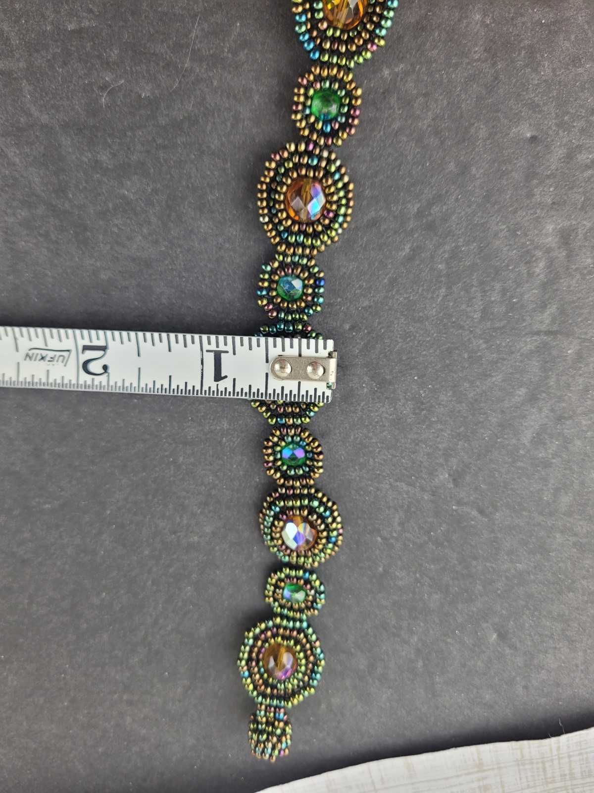Iridescent Seed Bead Bracelet 7" Magnetic Clasp