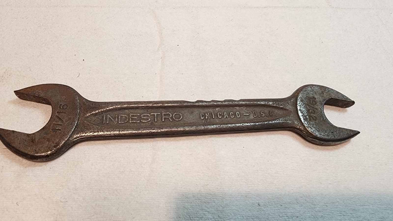 Vintage Indestro Chicago Open End Wrench 11/16" x 19/3"