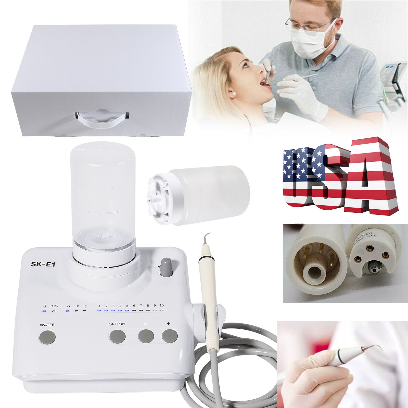 Dental Portable Ultrasonic Piezo Scaler 2*Bottles Fit EMS Cavitron Woodpecker CE