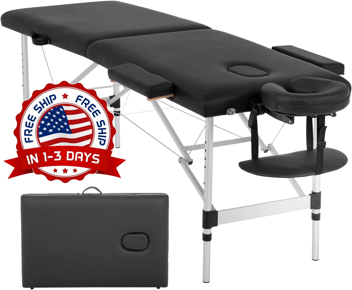 Camilla de masaje de aluminio Cama de masaje portátil ajustable en altura US NEW