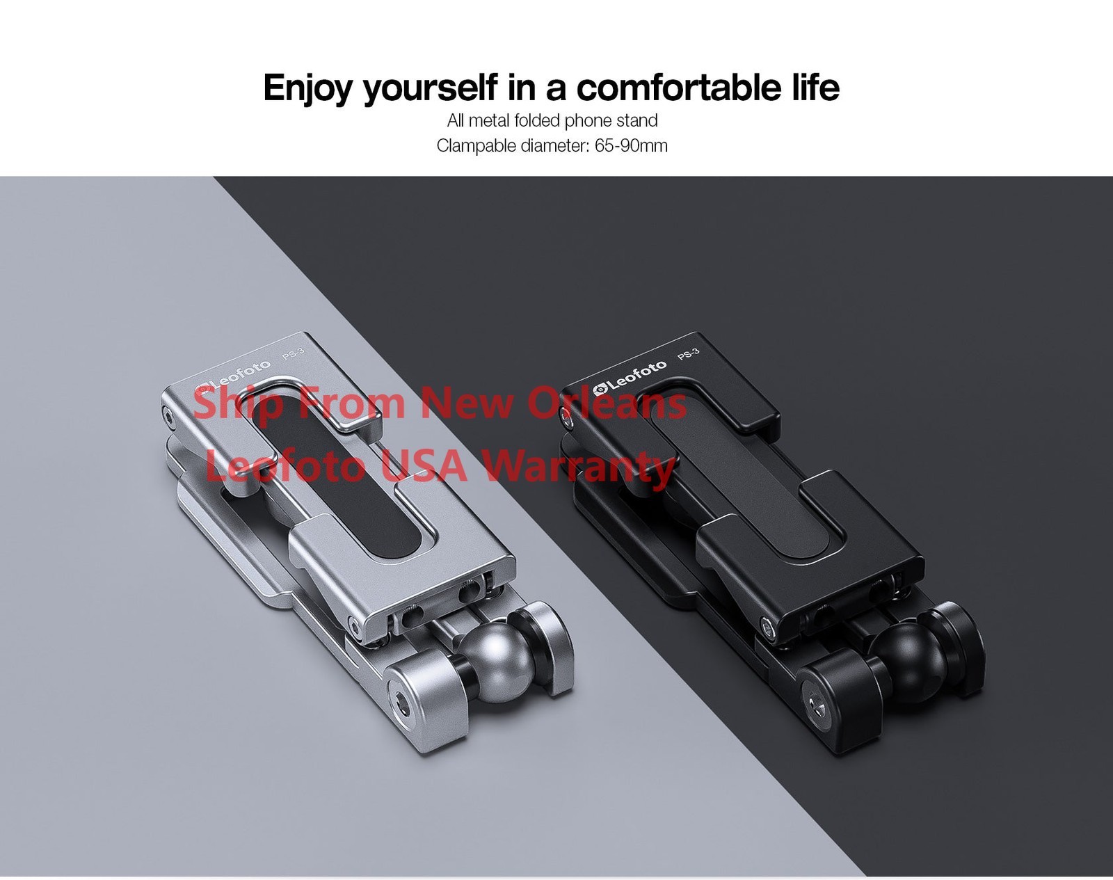 Leofoto PS-3 Multi-Functional Foldable Cellphone Stand Arca Cold Shoe Silver