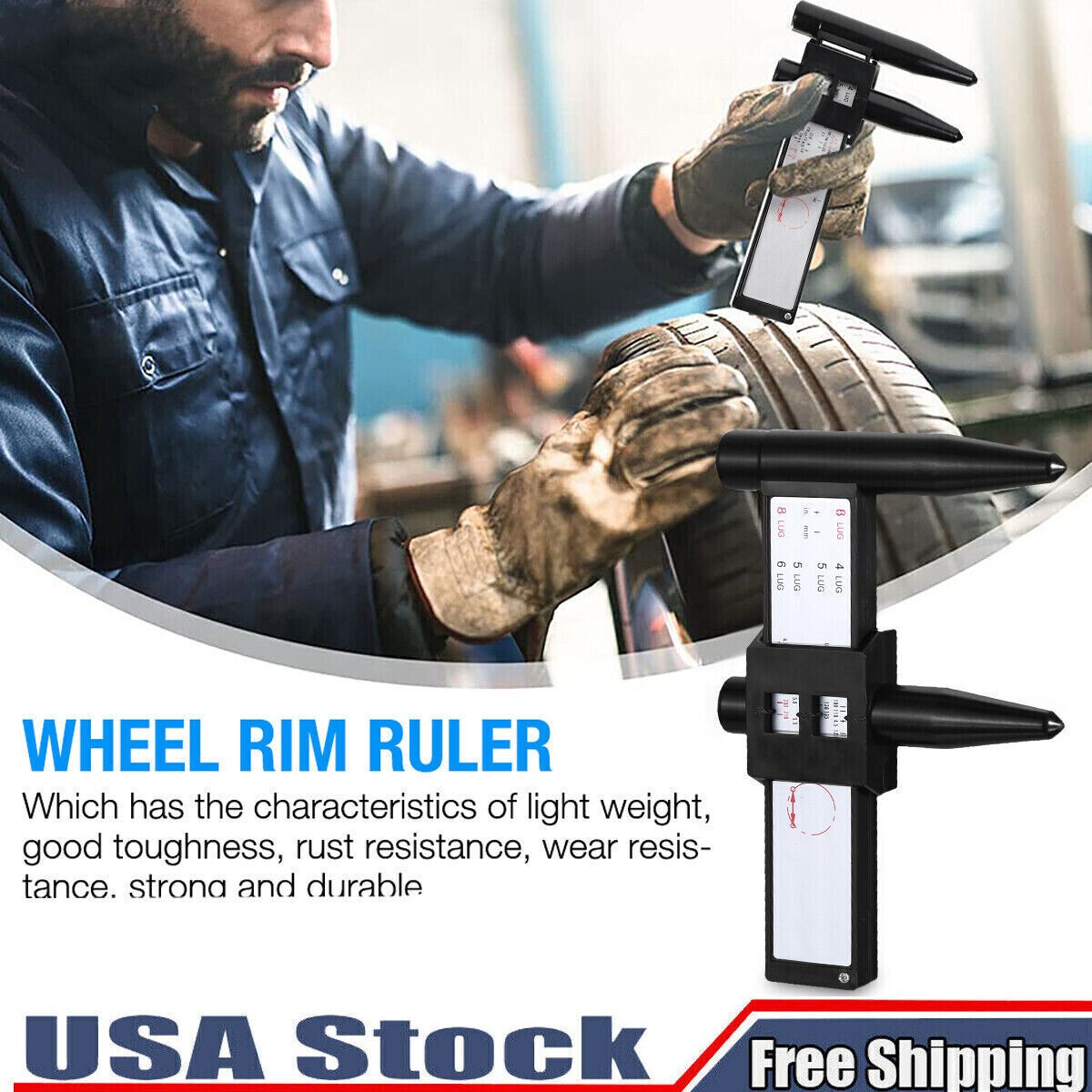 Precise Tire Bolts Wheel Rims Ruler Pattern Gauge PCD Measuring Tool 4,5,6,8 Lug
