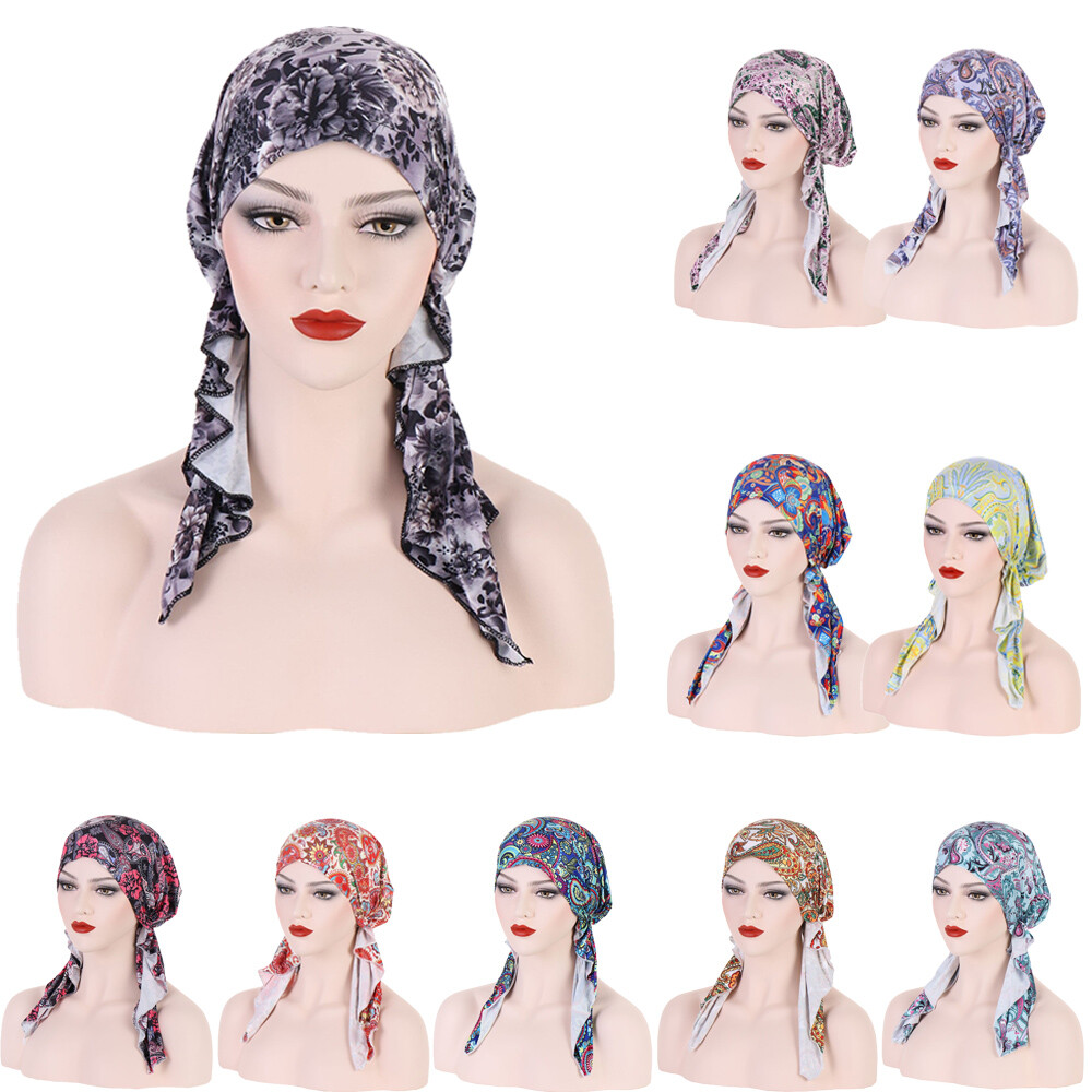 Women Hijab Pre-tied Underscarf Inner Caps Muslim Turban Hair Loss Hat Headscarf