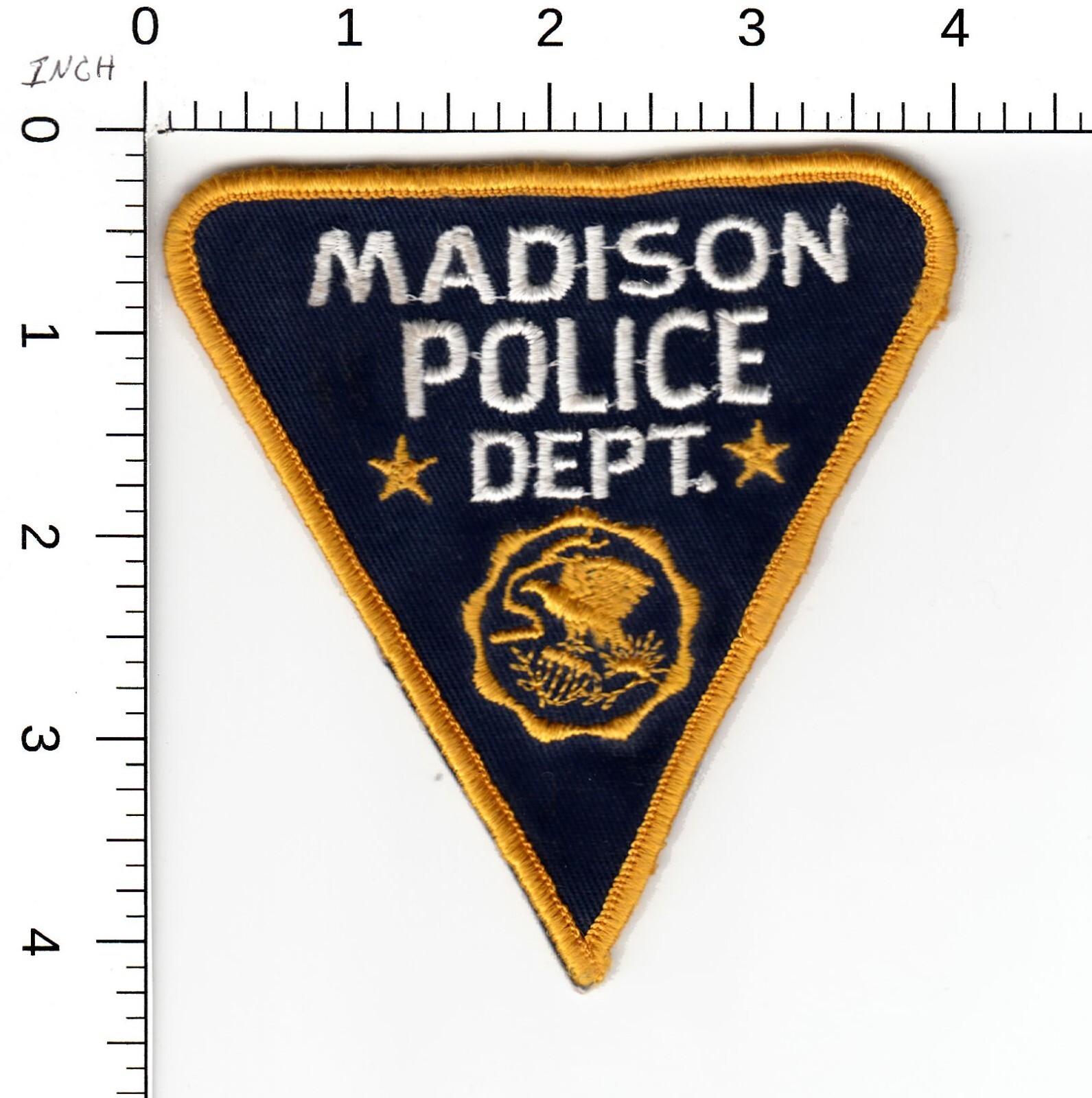VINTAGE MADISON PIE SHAPE CC BACKING ILLINOIS POLICE COLLECTIBLE PATCH