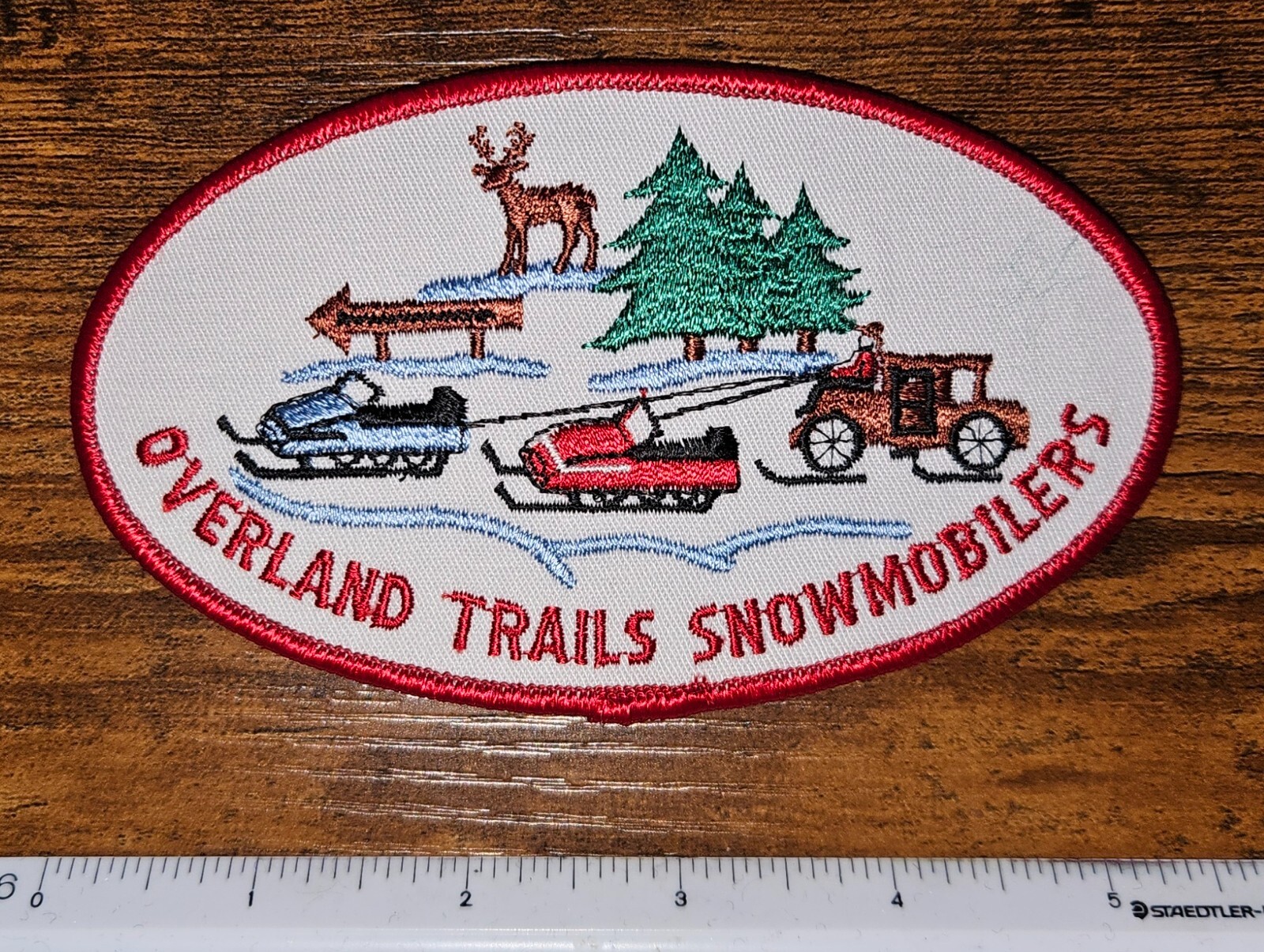 Overland Trails Snowmobilers Snowmobile Club Vintage Patch Winter Snow Sports