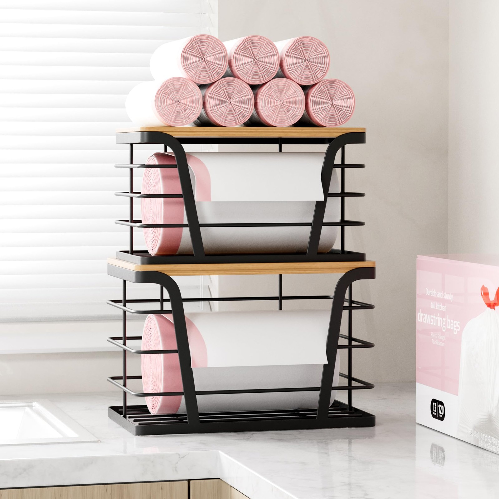 TIDIIABODE 2 Pack Stackable Storage 2-Pack-Large&Small, 2-Pack-L&S-Black
