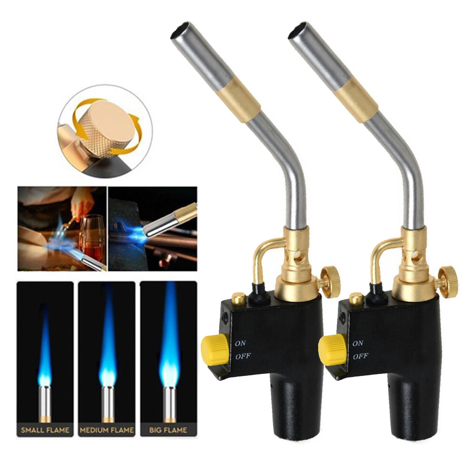 2Pcs TS8000 Trigger Start Blow Torch Head Kit Brazing Soldering for Mapp Map Gas