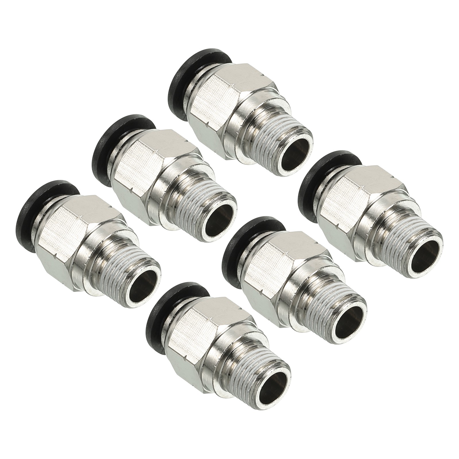 6Pack Pneumatic Push to Connect Air Fittings 8mm x 1/8" NPT Male Thread Silver