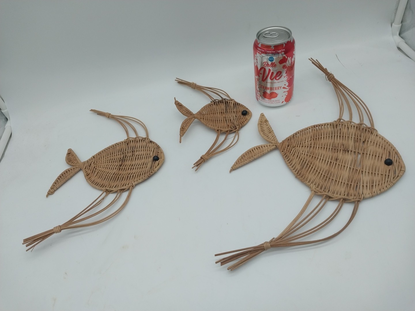 Fish Wicker/Rattan Wall Hangings (Lot Of 3) Bohemian Nautical Vintage