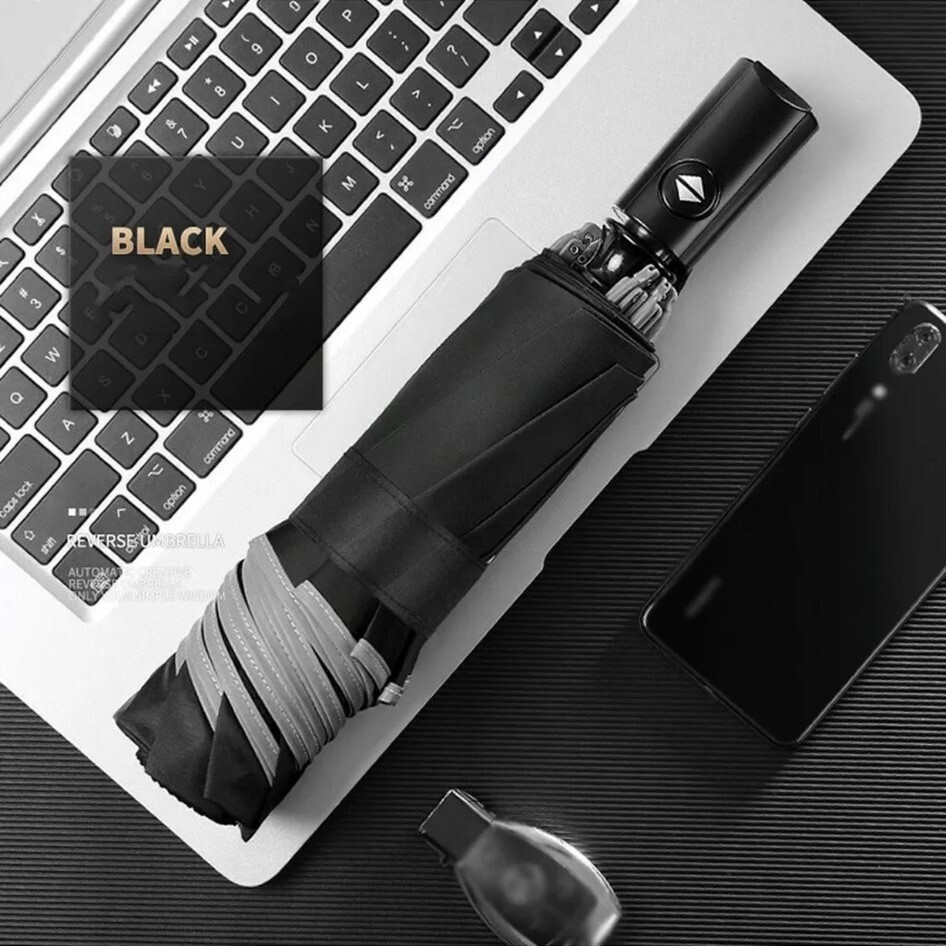 Windproof Upside Down Inverted Reflected Strip Auto Fold Umbrella 2nd 40% Off