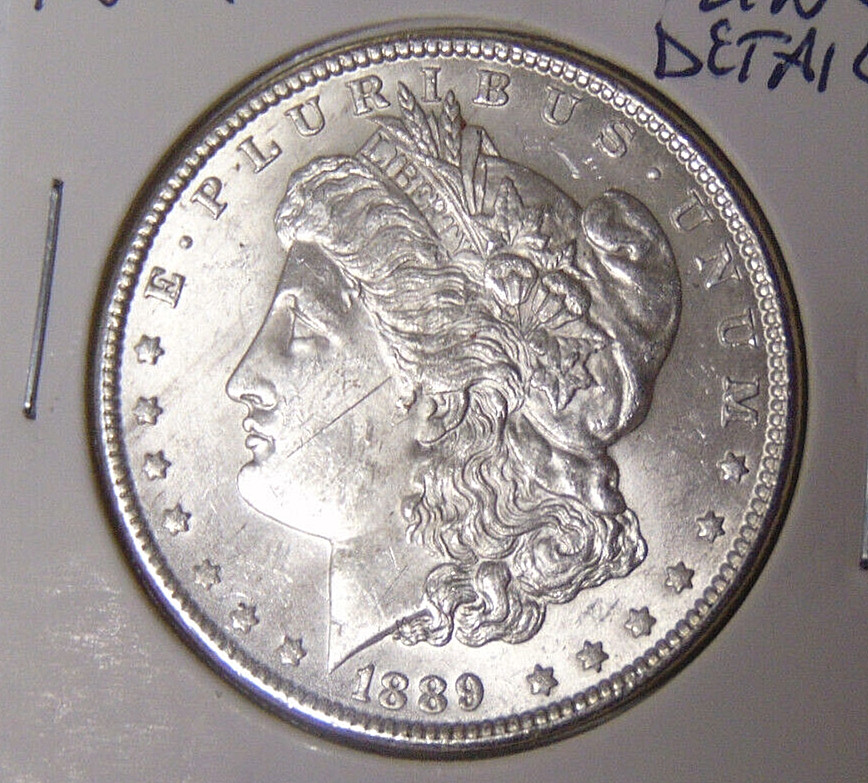 BU 1889-P Morgan Silver Dollar UNC Detail Scratched Philadelphia (91824)