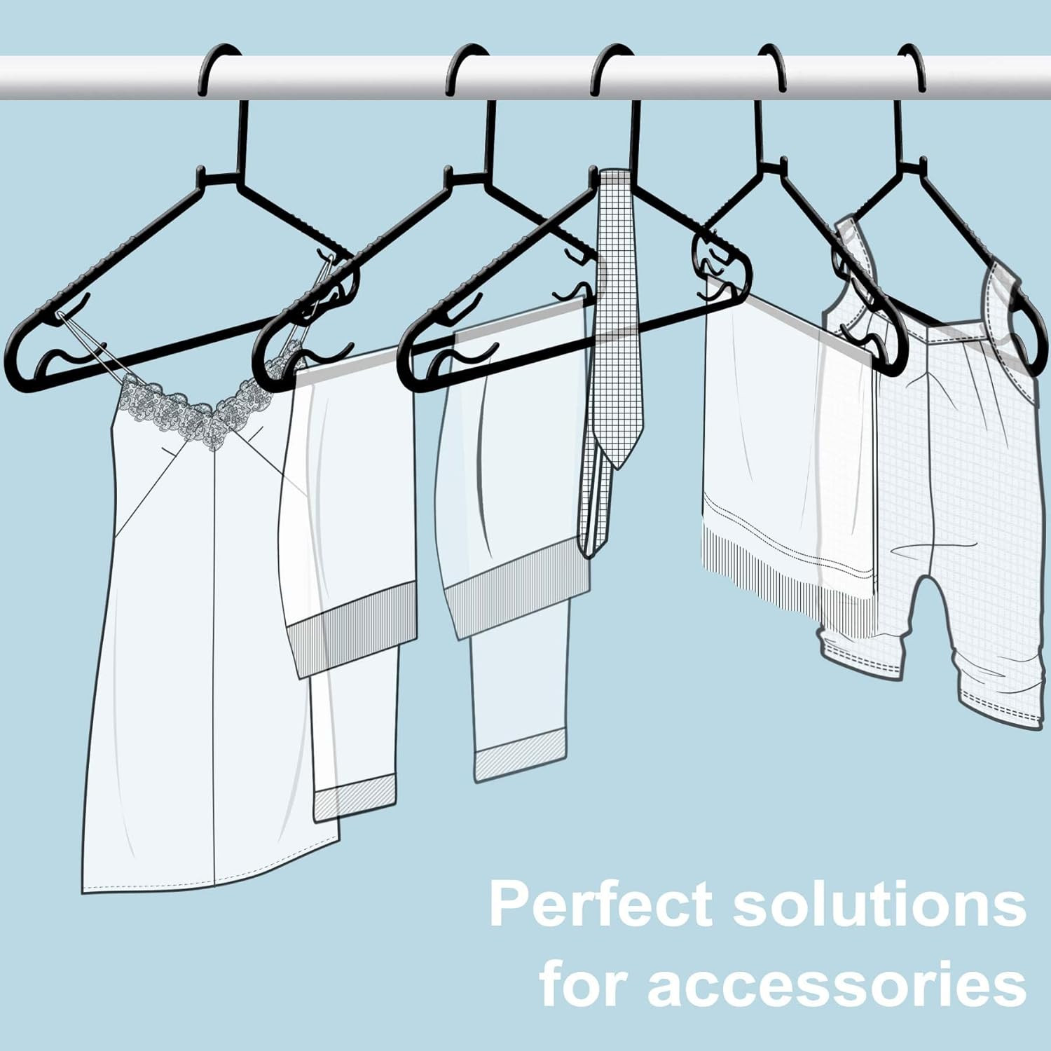 Black Plastic Hangers 50 Pack, Light Weight Durable Clothes Hangers G-Shape Stan