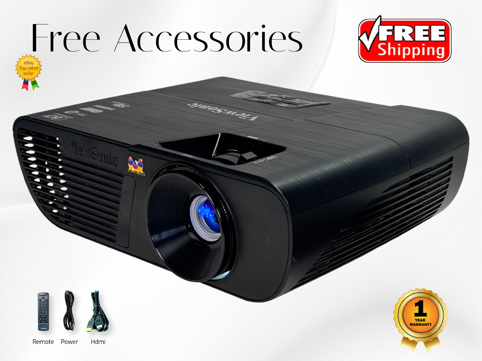 REFURBISHED ViewSonic PJD5255 DLP Projector Lightweight 3300 Lumens 2160p w/Kit