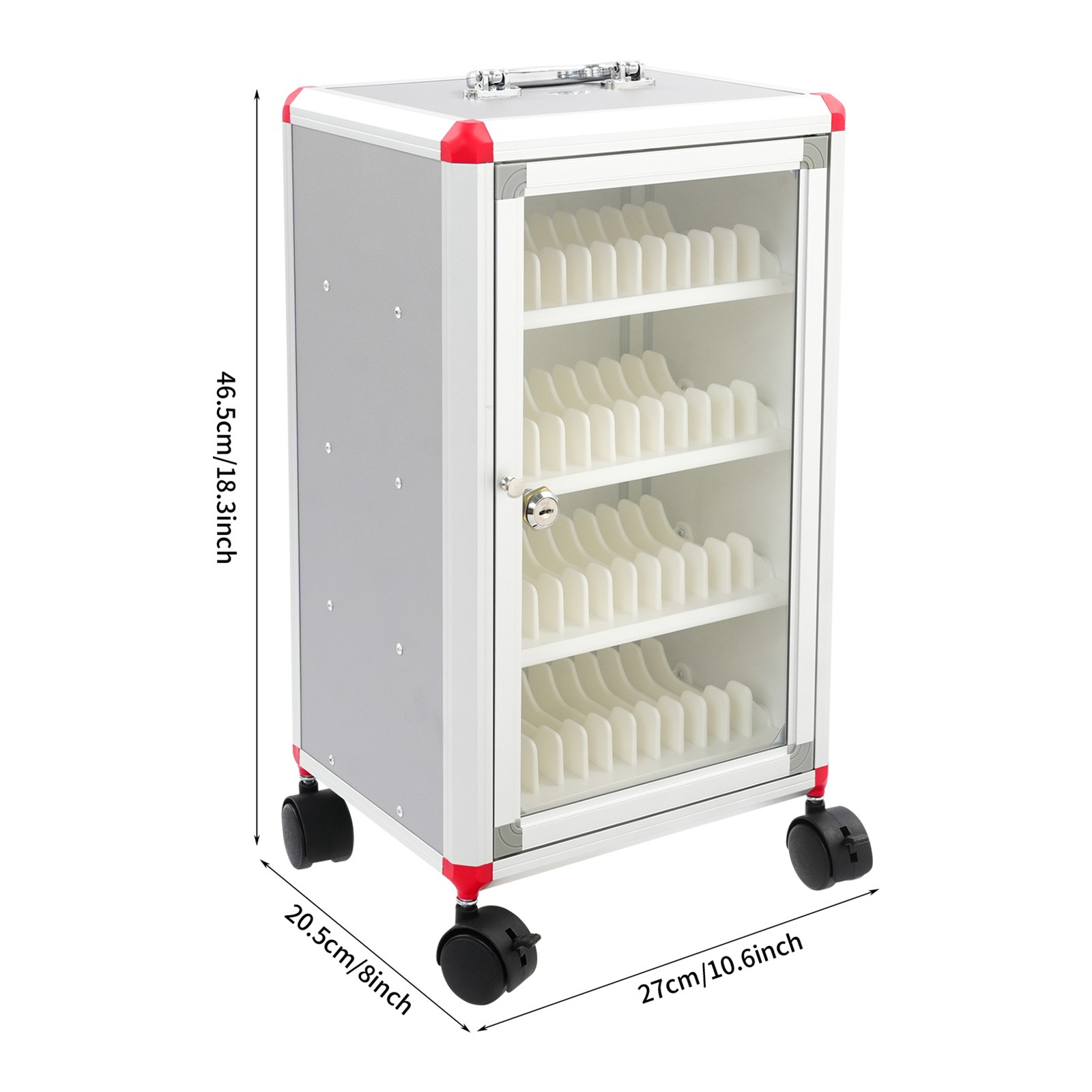 48-Slot Mobile Phone Storage Cabinet with Lock and Rolling Wheels
