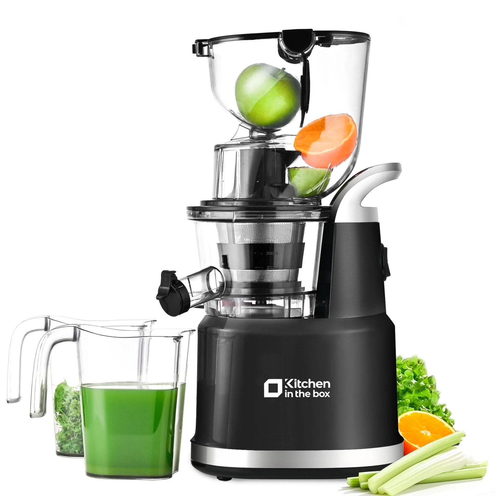 Kitchen in the Box JM08 Cold Press Juicer Machines With 3.26" Wide Feed Chute,
