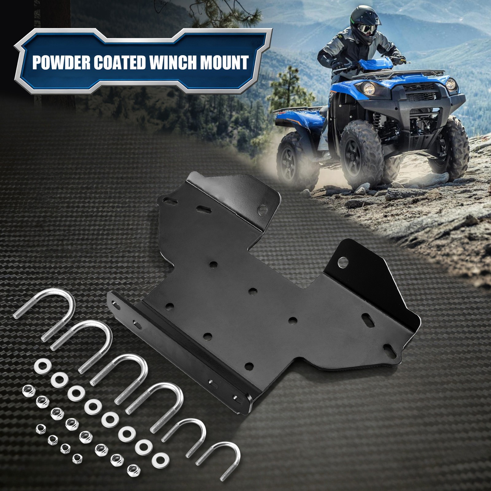 Black Powder Coated Winch Mounting Bracket For Kawasaki Brute Force 650 2005-14