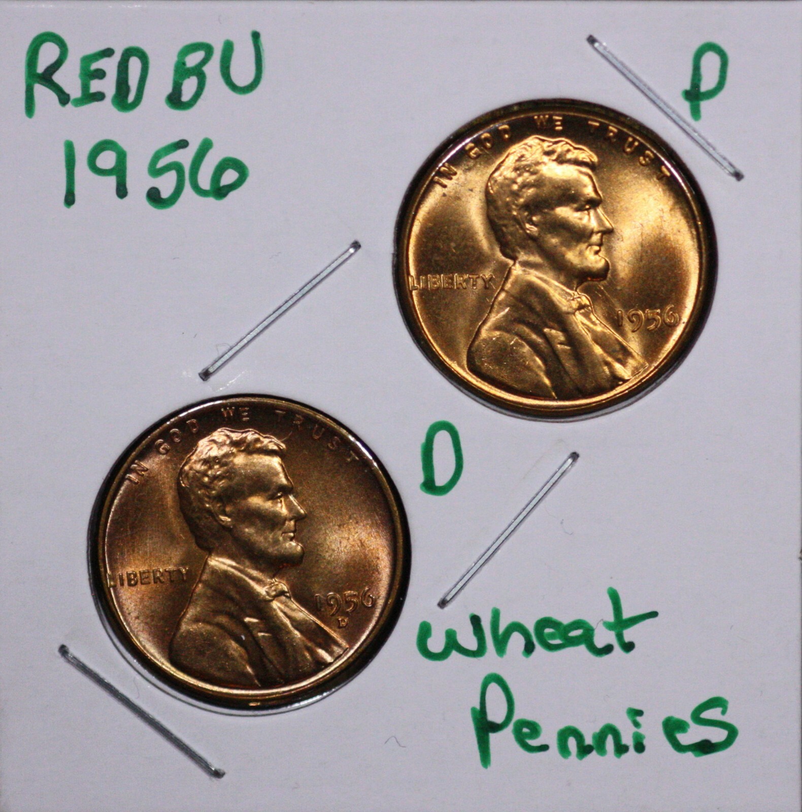 1956 P&D  LINCOLN WHEAT CENT PENNIES 1C RED BU SET (2 COINS)