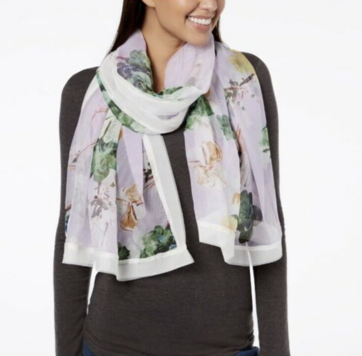 Cejon Oversized Chiffon Scarf Womens Summer Clover Purple