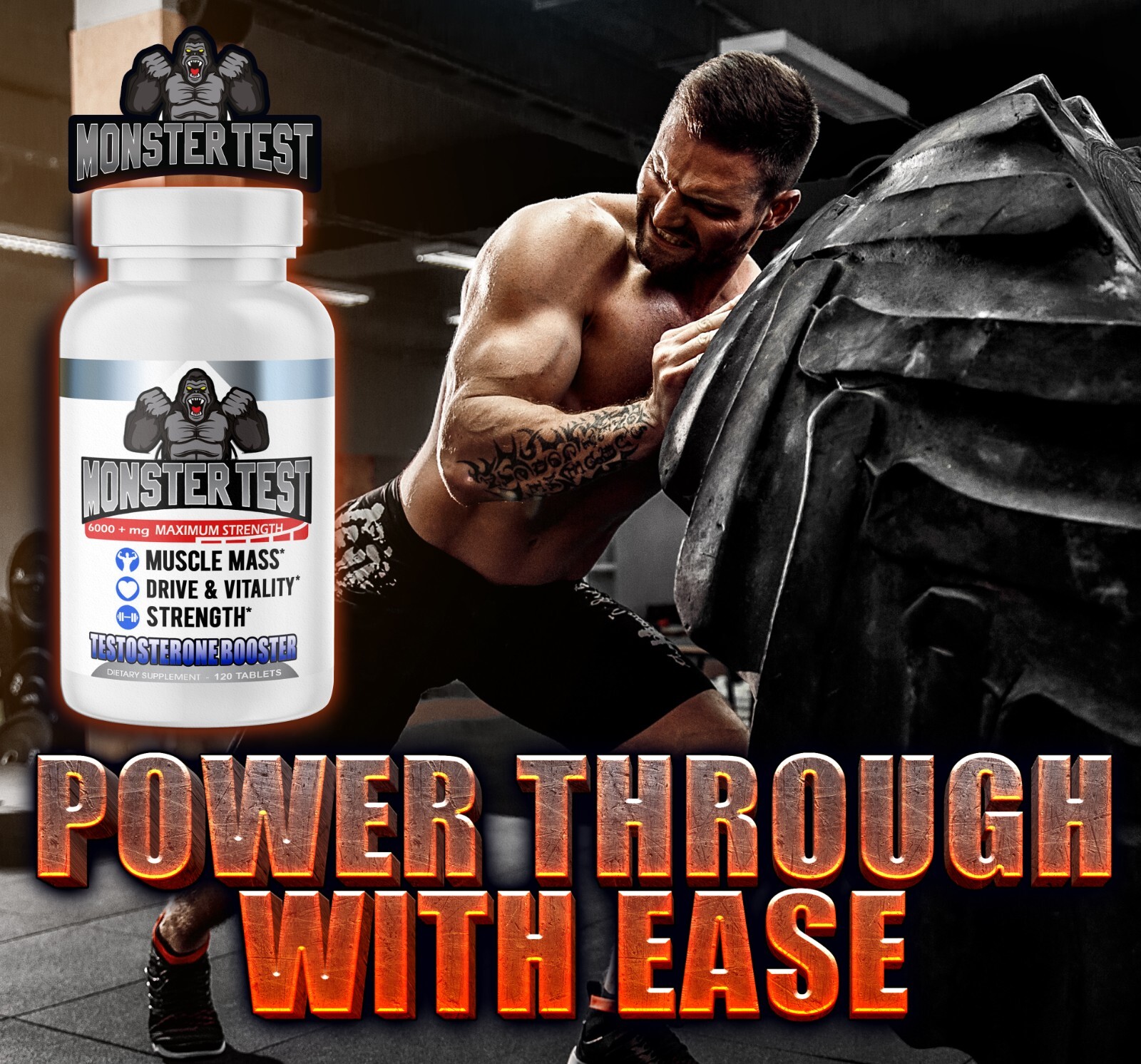 Testosterone Booster Monster Test Testosterona + Monster Test Nitric Oxide 2-PK