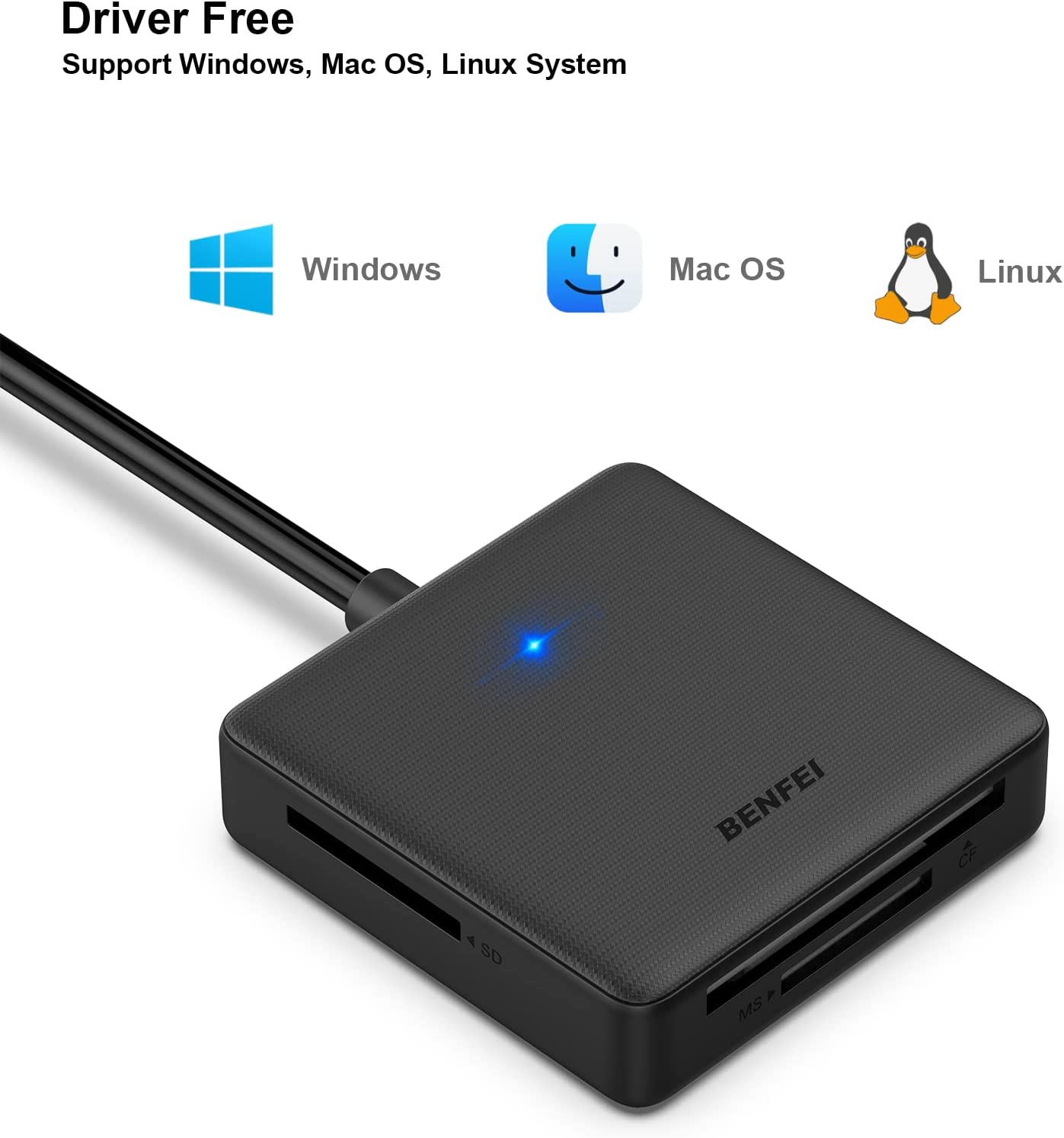 Memory Card Reader 4in1 USB USB-C to SD Micro SD MS CF Card Reader Adapter