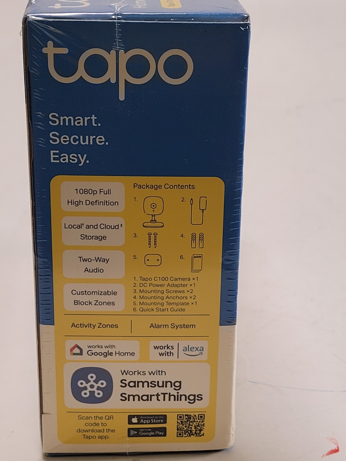 Tp-Link Tapo C100 Home Security Wi-Fi Camera, 1080P Full HD