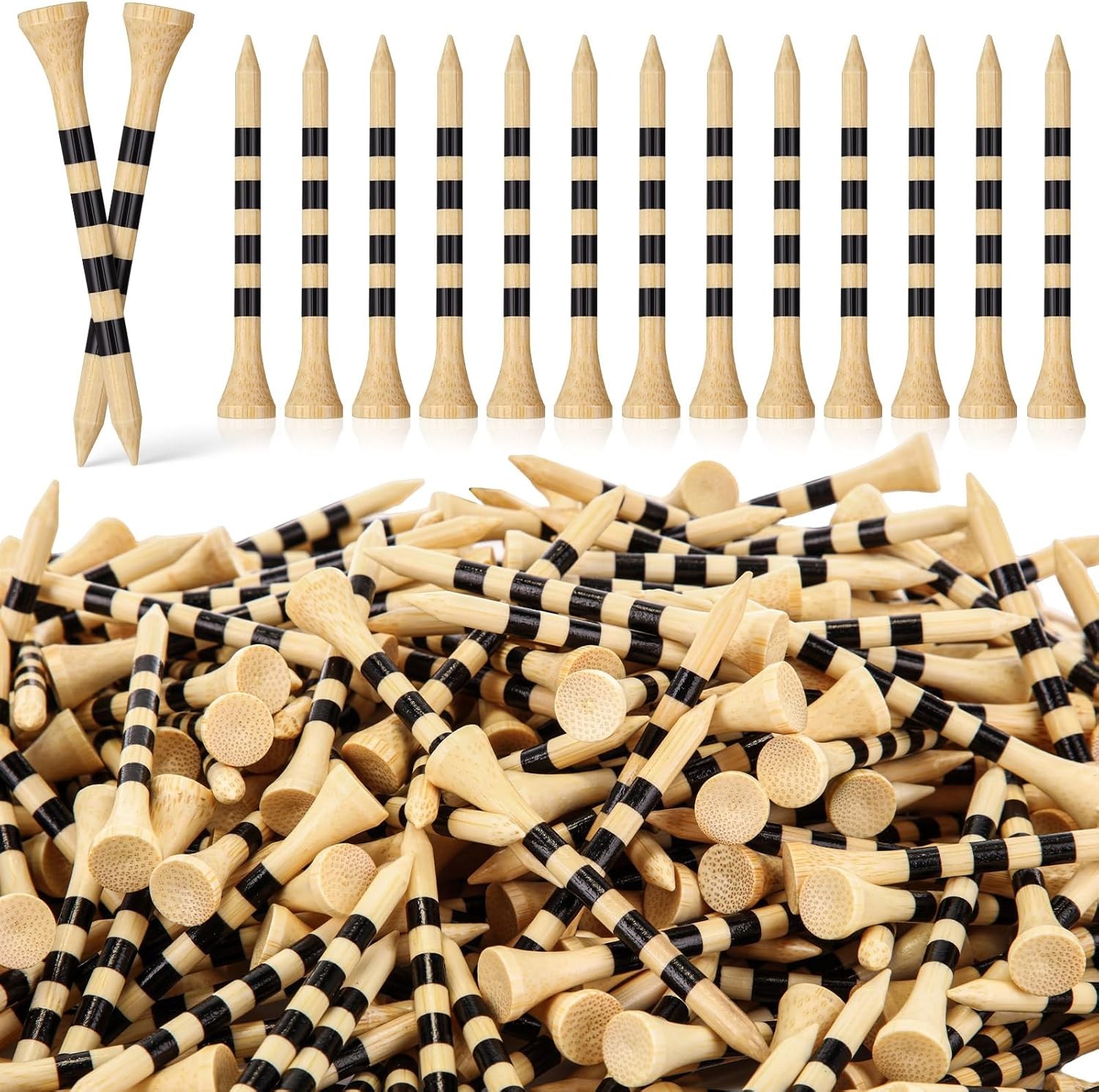 Mudder 600 Pack Golf Tees Bulk Wooden 2-3/4 Inch, Black, Wood Color