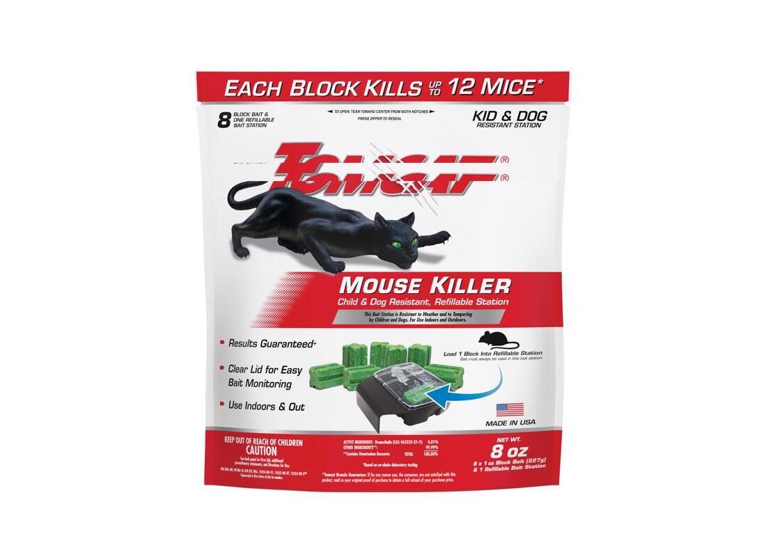 Mouse Bait Station Refill, 8-1/4 in W, 8.5 in H, 8 oz Bait, Plastic, Black