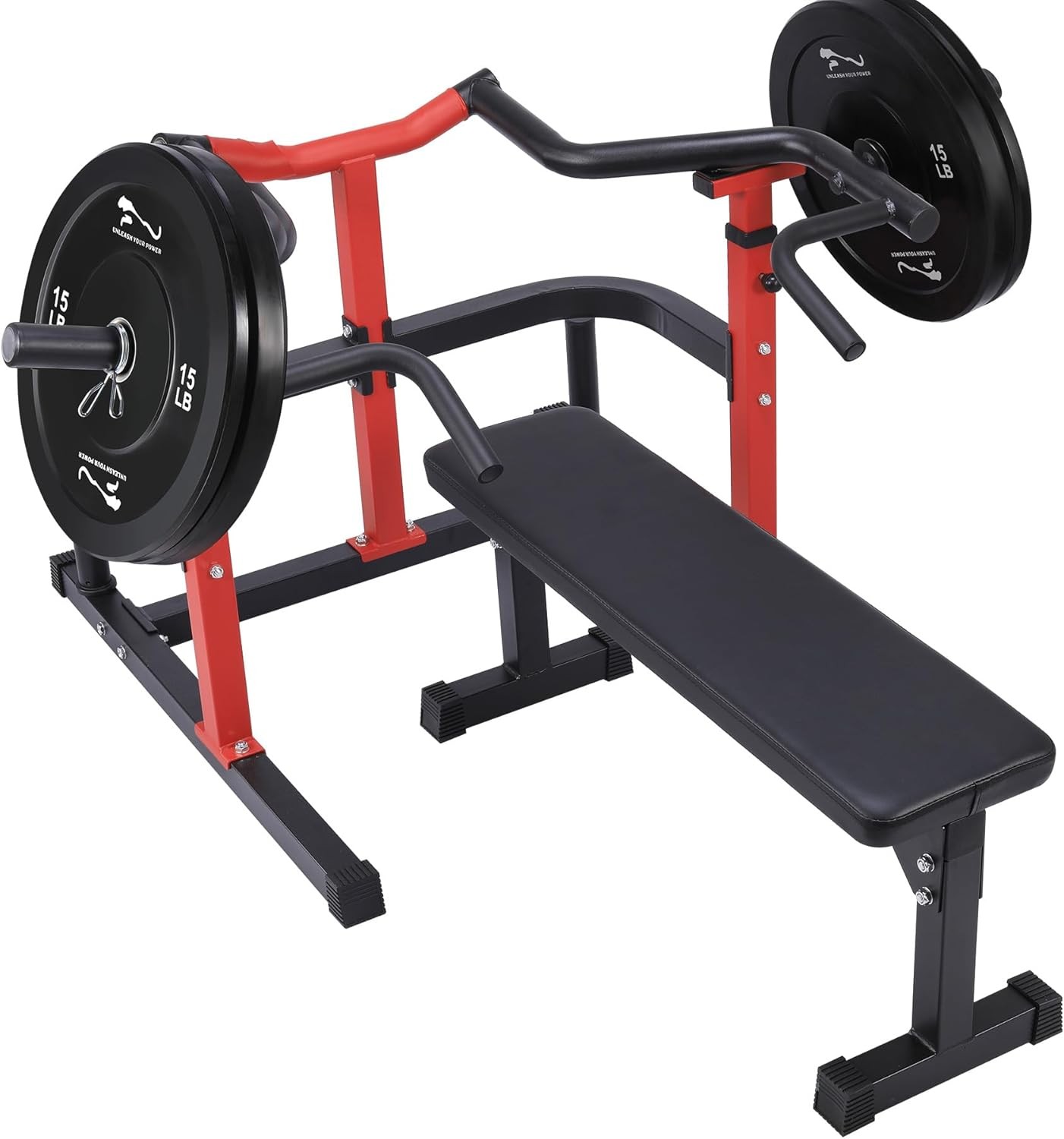 Chest Press Machine with Adjustable Flat Bench & Smooth Bearings,Workout Machine