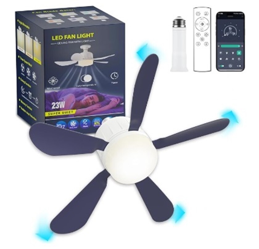 Socket Ceiling Fan Light with Remote: Ceiling Fans with Lights APP Control 3-Spe