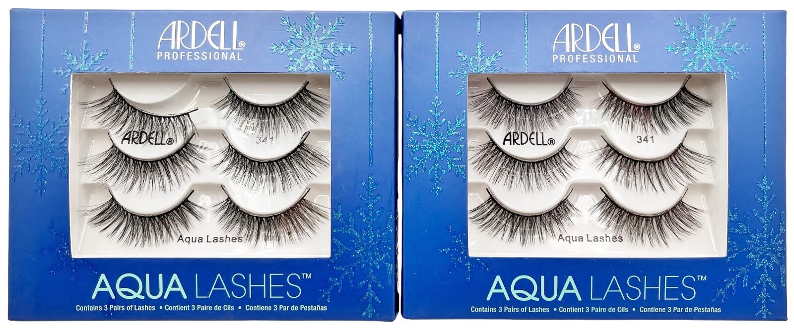 2 Pack Ardell AQUA LASHES Water Activated #341 False Eyelashes Black (6 pair)