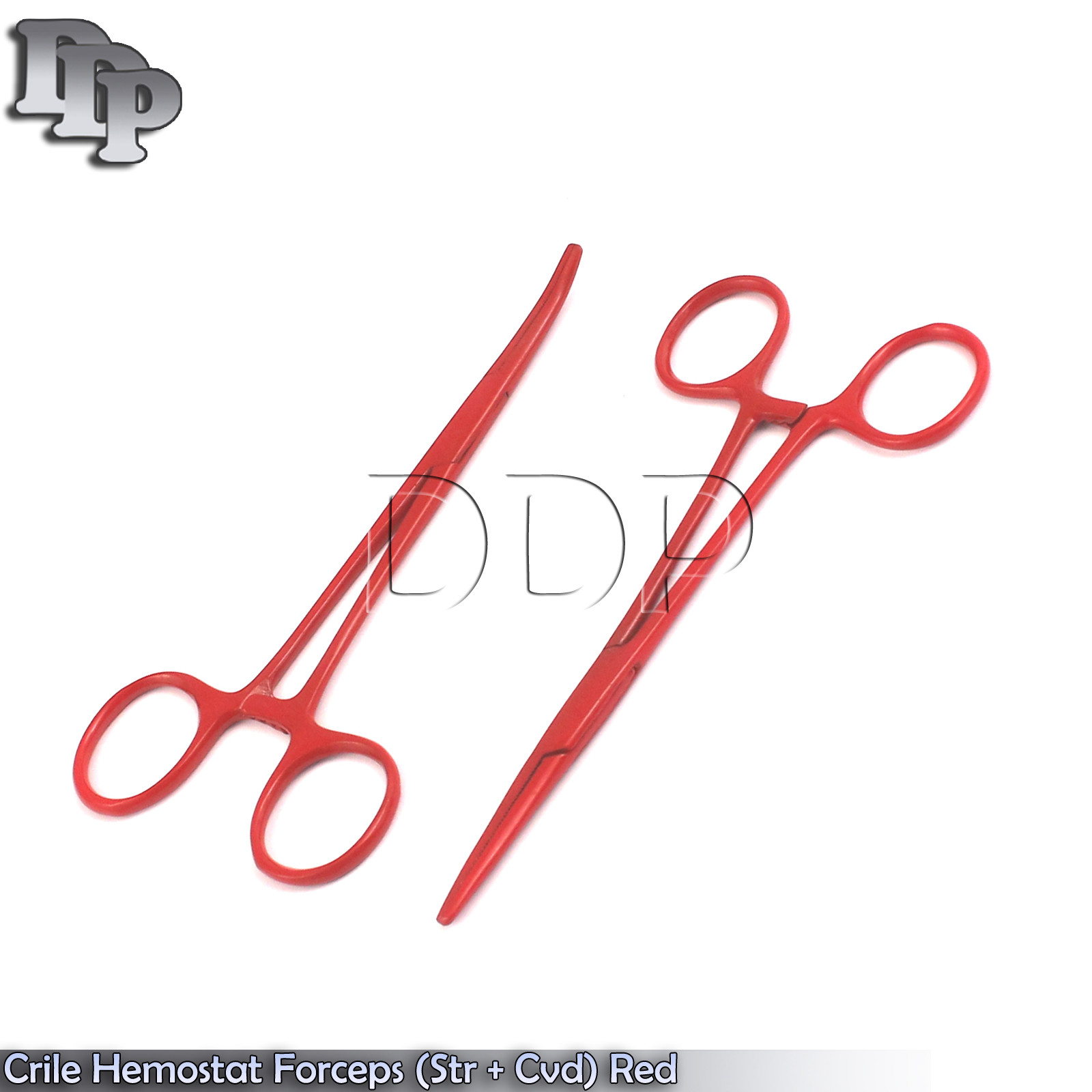 Crile Hemostat Forceps (Str + Cvd) 5.5" Red Color Surgical Instruments