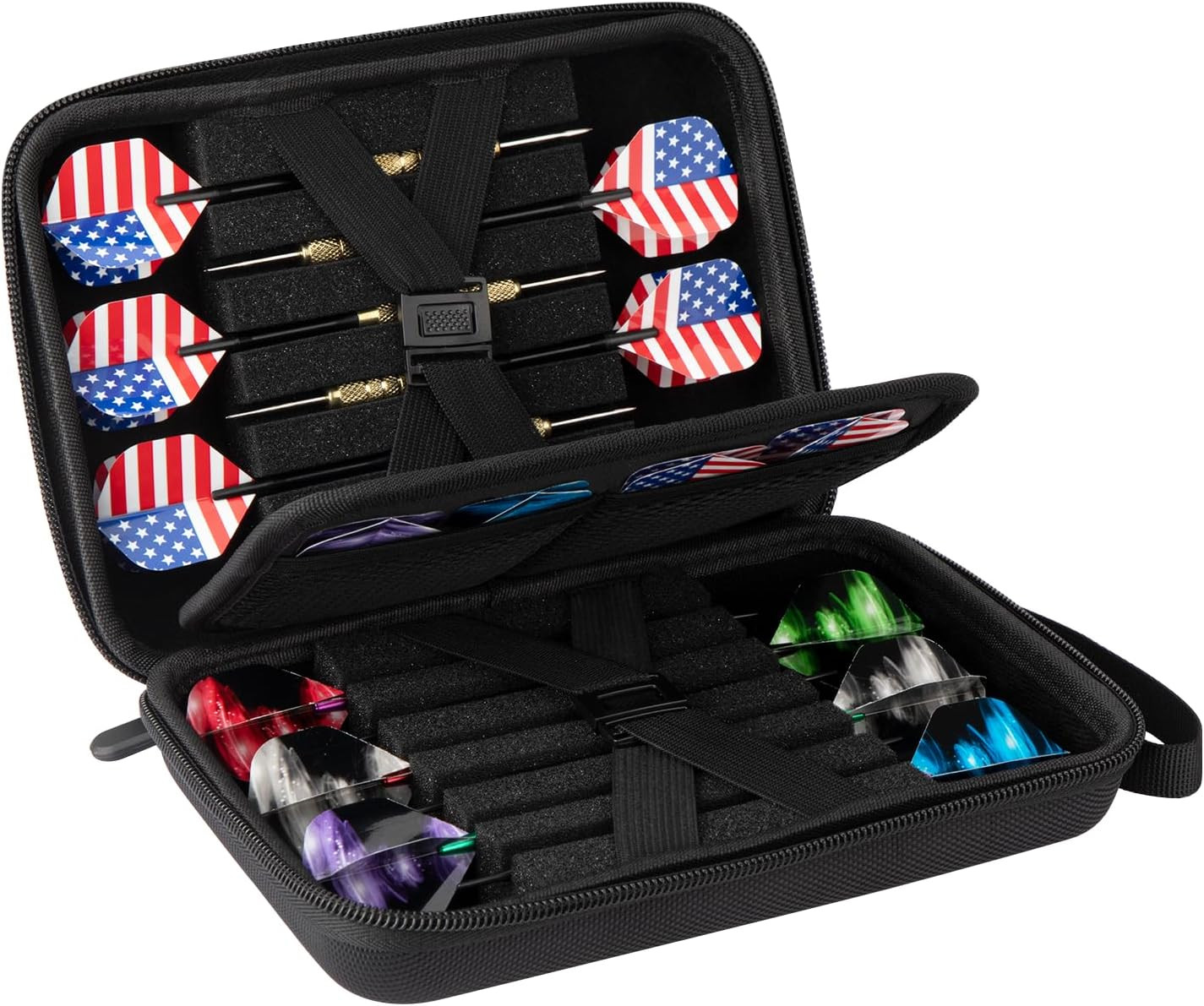 Dart Case for 12 Darts, Carrying Storage Holder Dart Tips/Shafts/Flights (Black)